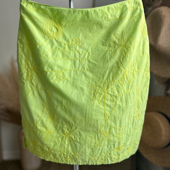 Vintage Roxy Lime Green Embroidered Skirt - Picture 2 of 6